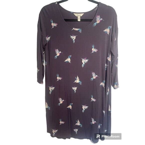 Soma Womens Nightgown Navy Blue Hummingbird Pattern Sleep Shirt 3/4 Sleeve Small - Picture 1 of 4